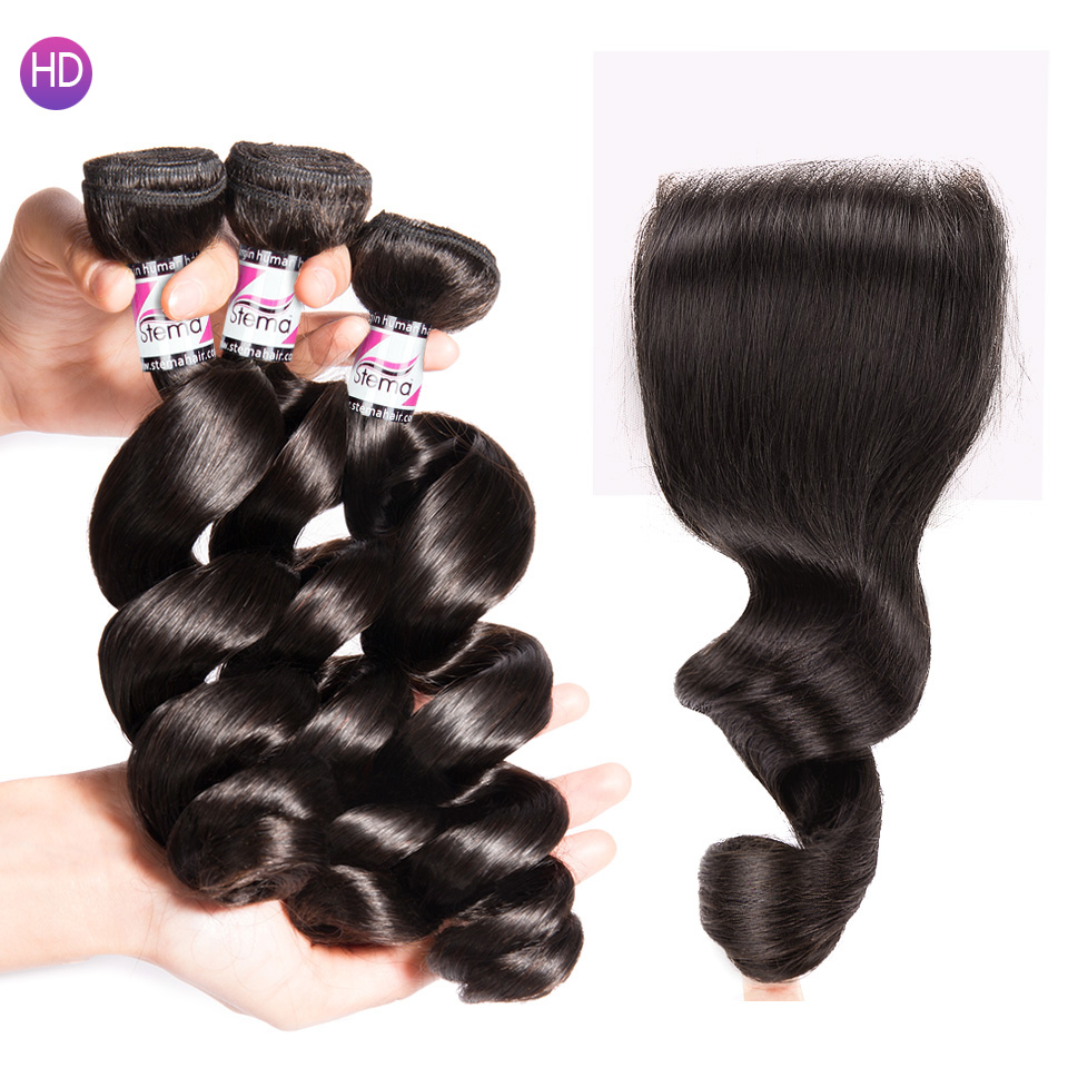 Stema Virgin Loose Wave Hair With 5x5 HD & Transparent Lace Closure